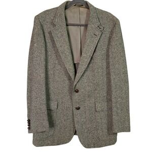 Vintage Mens Wool Blazer Sport Coat USA 46 Herringbone Old Money